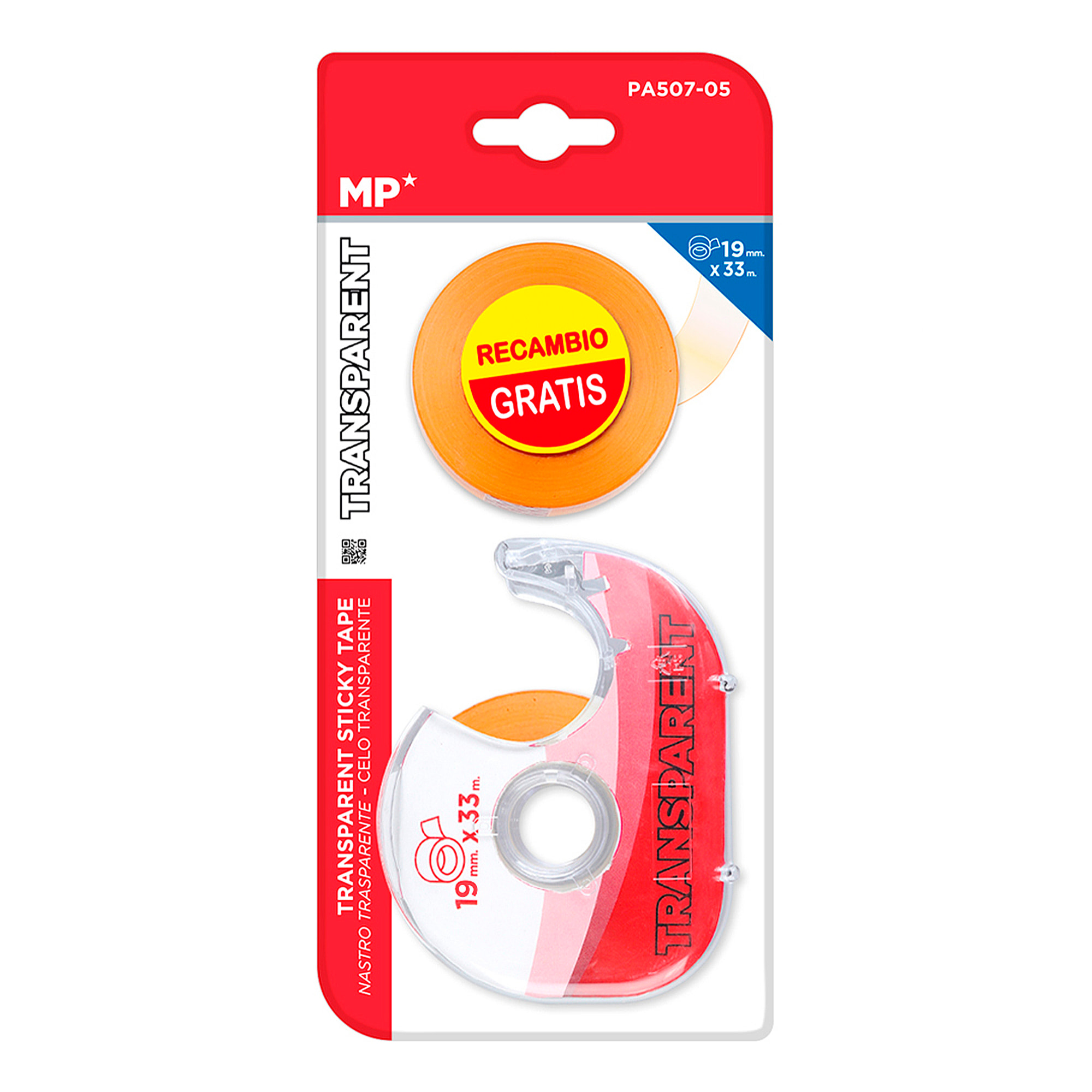 SET 2 pz NASTRO ADESIVO TRASPARENTE CON DISTRIBUTORE