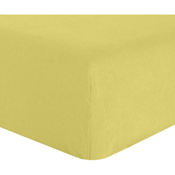 Drap Housse - Bonnet:30cm 100% lin LavÉ 160g Poire