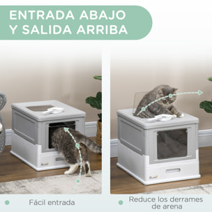 Caja de Arena Plegable para Gatos Arenero Cerrado para Gatos con Cubierta Desmontable Bandeja Extraíble Techo Abatible Puerta de Entrada y Pala 47,5x35,5x36,7 cm Gris