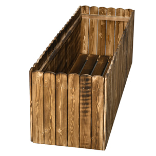 Jardinera Exterior Grande de Madera, Huerto Urbano Elevado con Fondo Abierto para Cultivar Plantas, Flores, Hierba, Macetero Exterior Rectangular para Jardín Terraza 120x40x40 cm, Carbonizada