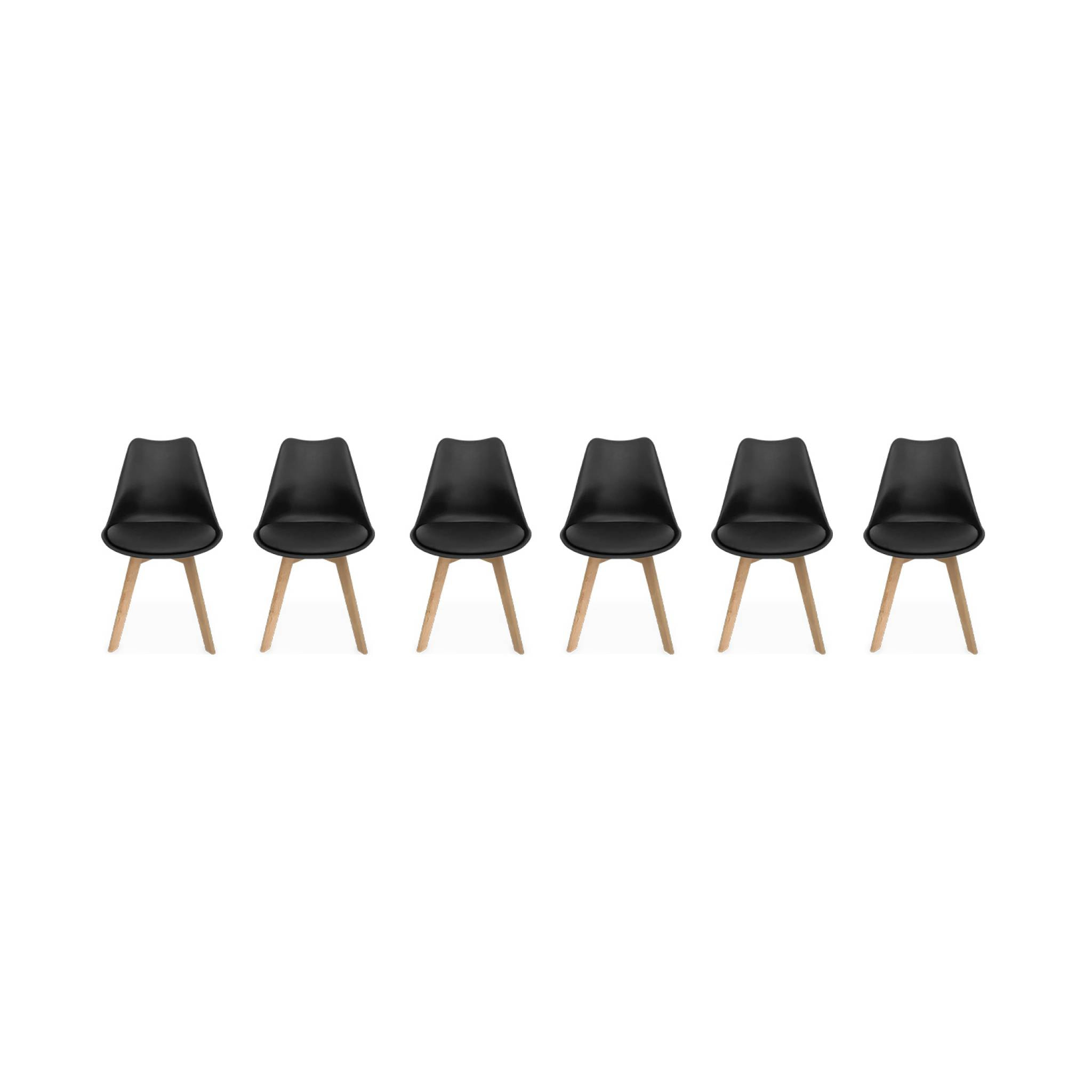 Lot de 6 chaises scandinaves. pieds bois de hêtre. chaises 1 place. noirs