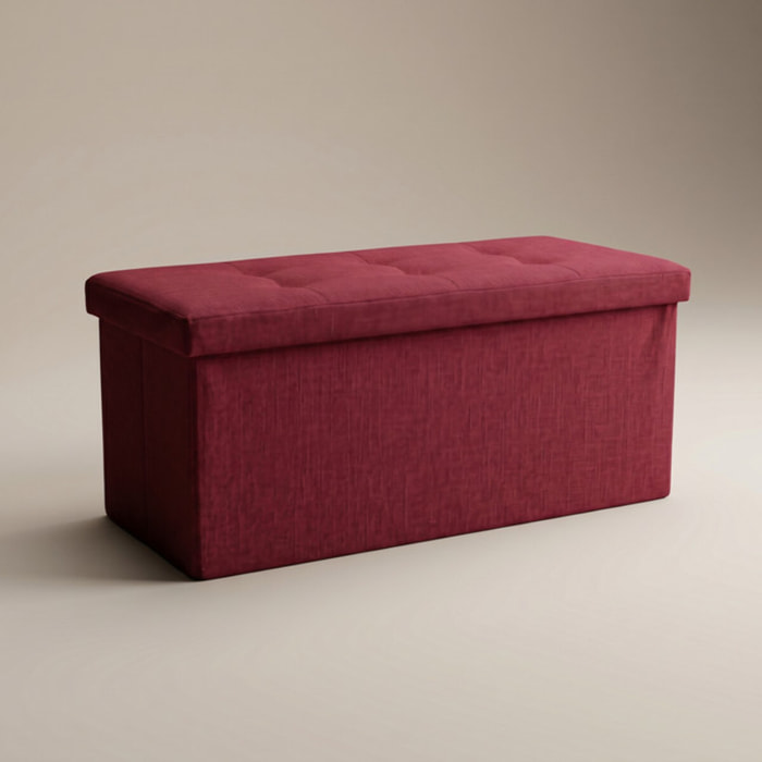 Pouf contenitore imbottito in tessuto con seduta lunga, panca multifunzione con spazio interno, ideale come poggiapiedi, seduta o contenitore, pratico e versatile per soggiorno, camera o ingresso, facile da pulire, dimensioni 76x34x34 cm