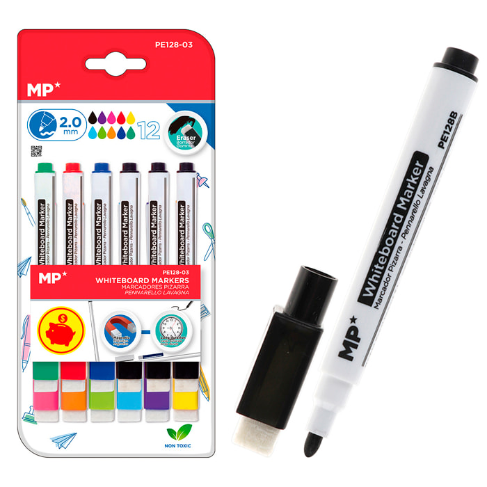 SET DI MARCATORI PER BACHECA 12 Uds. COLORI VARI 2mm.