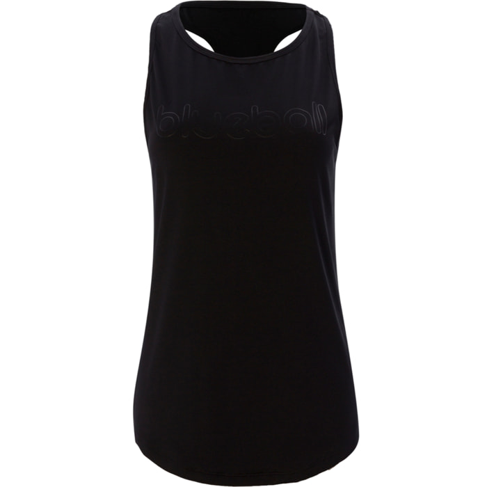 CAMISETA RUNNING SLIM MUJER SIN MANGAS BLUEBALL EN NEGRO