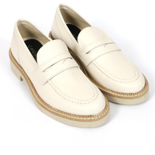 MOCASSINO VERA PELLE CHOCOLA' OFFWHITE