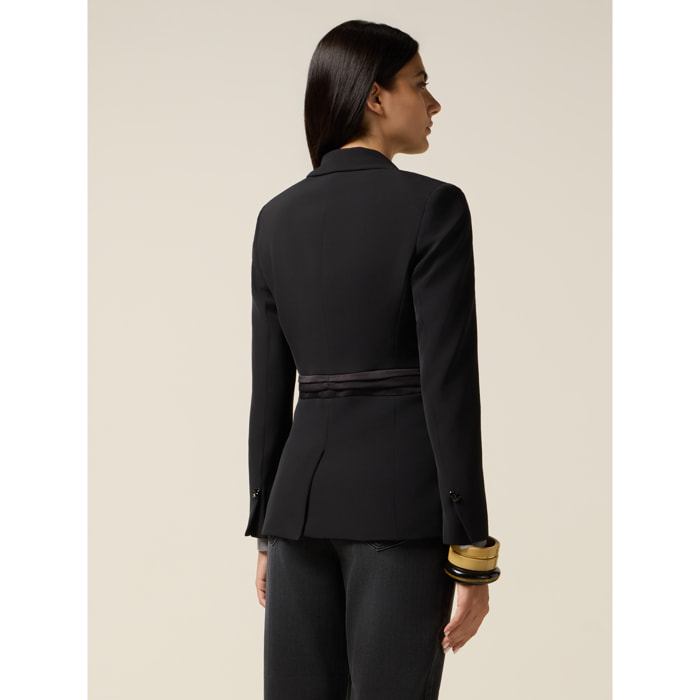 Oltre - Blazer con cintura in raso - Nero