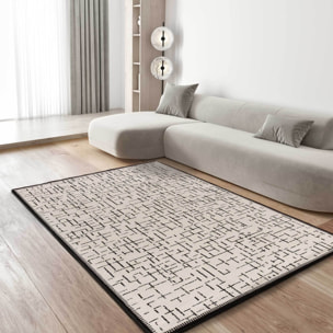 RETRO Alfombra pelo corto con diseño geométrico en blanco y negro, varias medidas disponibles.