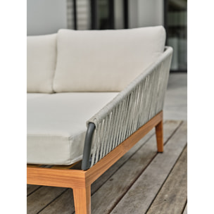 ALPHI - Salon bas de jardin 4 places - Effet bois