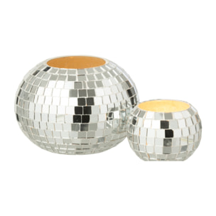 J-Line bougeoir Boule Mosaïque - verre - argent