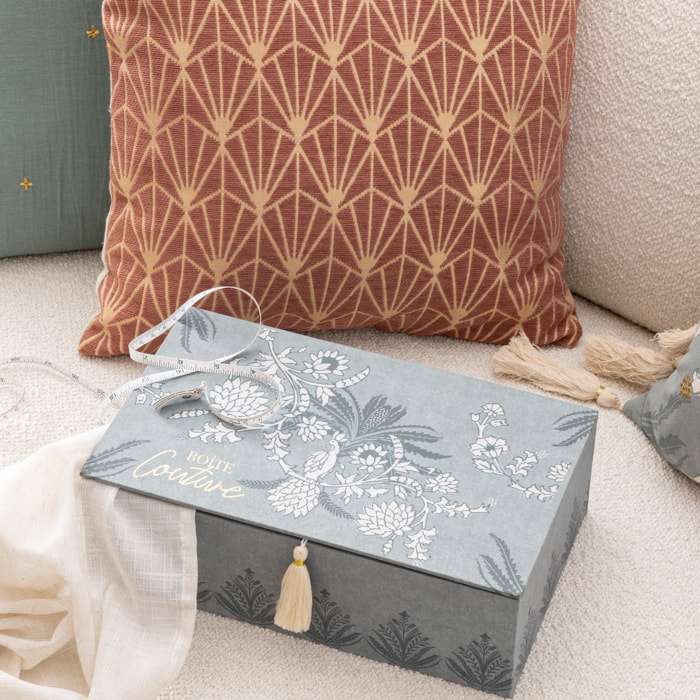 Boîte à couture "Wild" céramique bleu clair 30x18,5cm