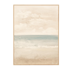 Cuadro beige y azul decorativo sobre algodón con bastidor de madera pintado a mano con pintura al óleo de varias medidas