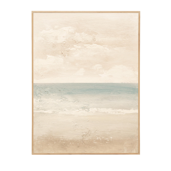 Cuadro beige y azul decorativo sobre algodón con bastidor de madera pintado a mano con pintura al óleo de varias medidas