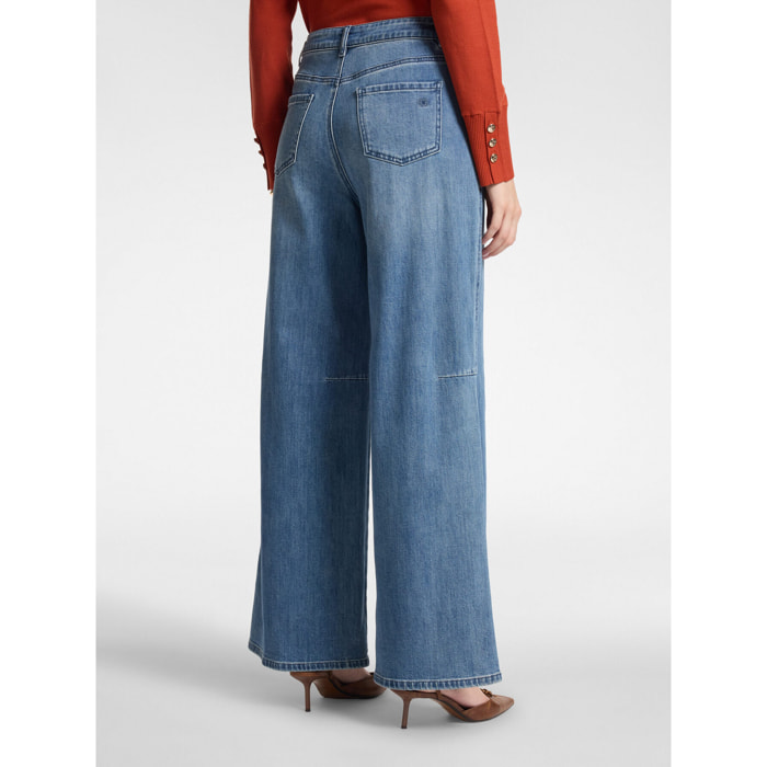 Elena Mirò - Jeans flare con detalles cosidos - Azul