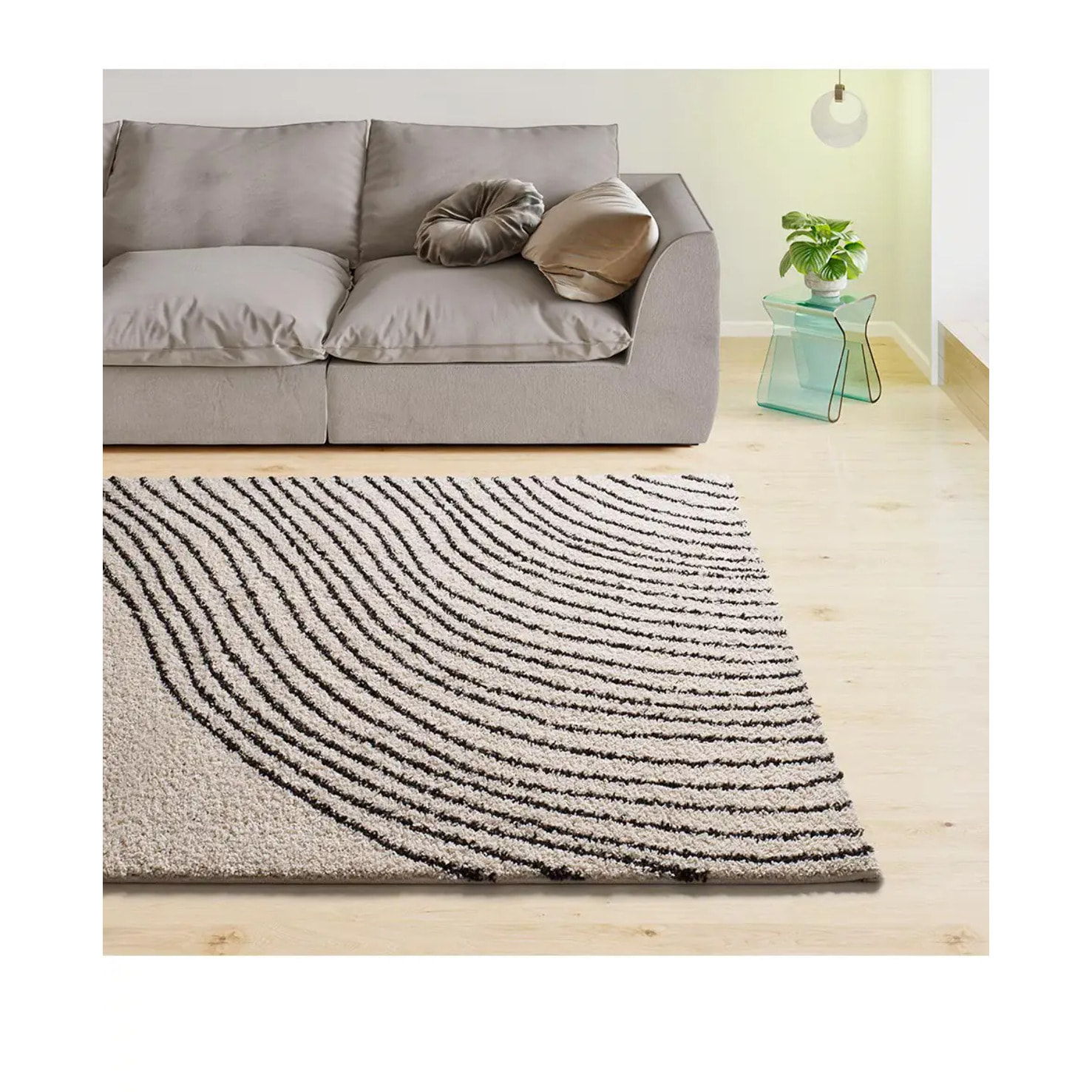 LUSH Alfombra shaggy abstracta blanco, varias medidas disponibles.