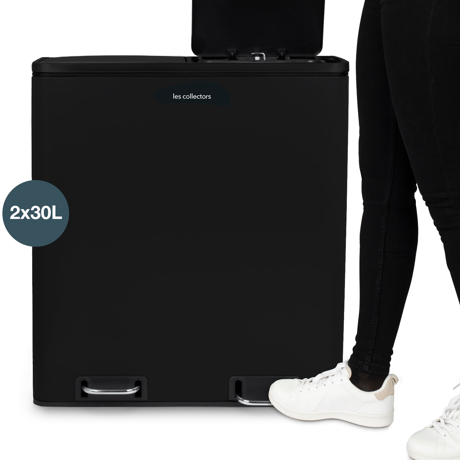 Papelera de Reciclaje N°910 Les Collectors, 60L, Negro Mate