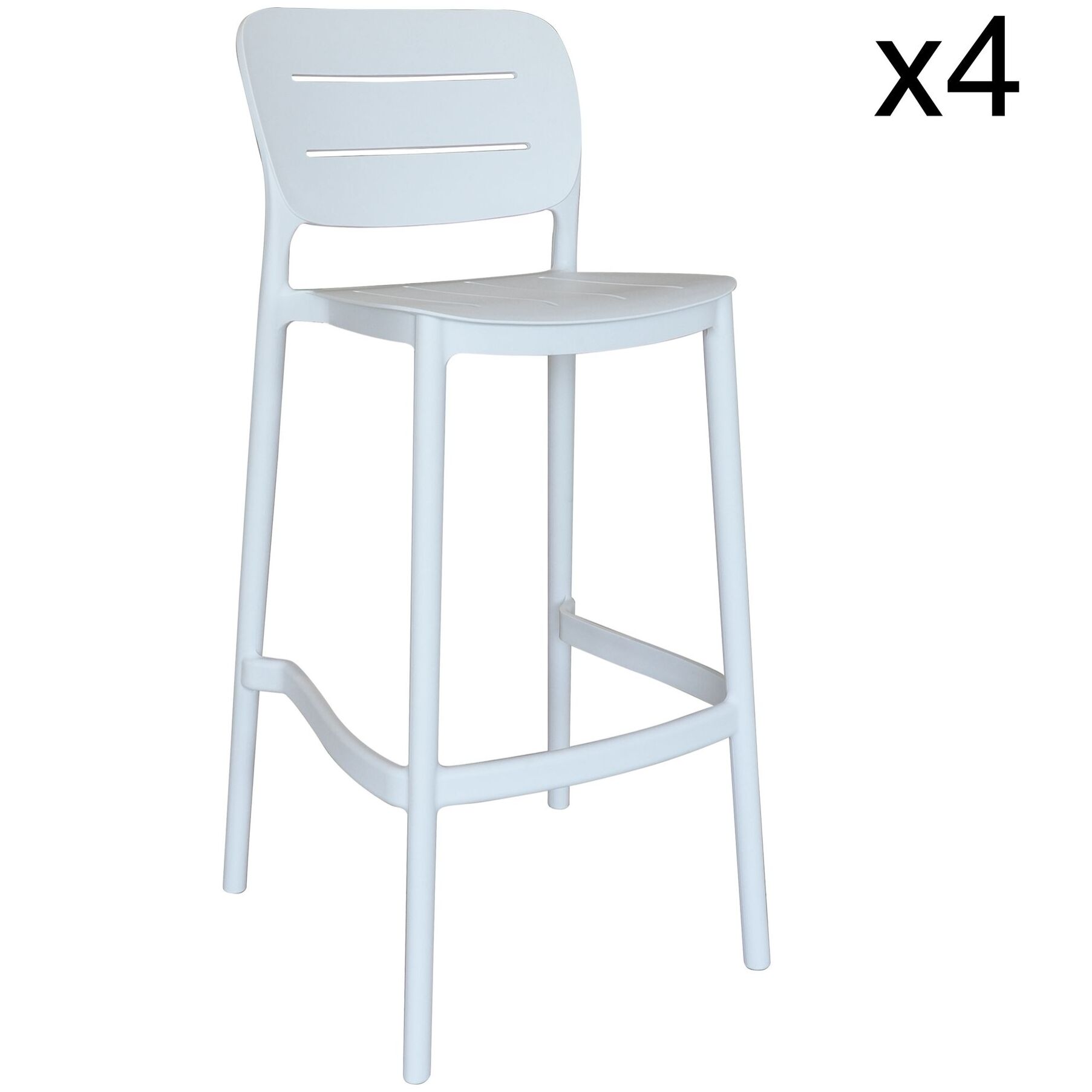 Lot de 4 tabourets de bar blanc en polypropylène SUNSET