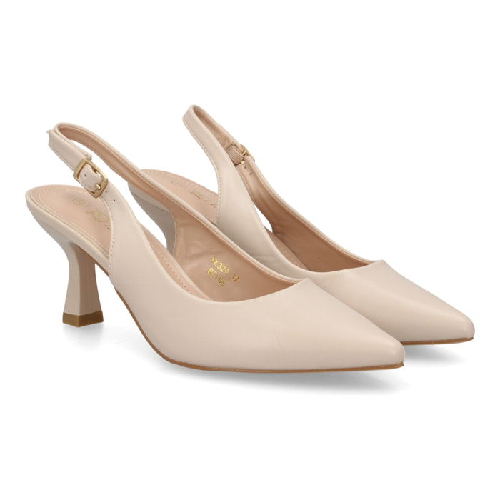 Zapato salón destalonado para mujer con tacón y punta fina