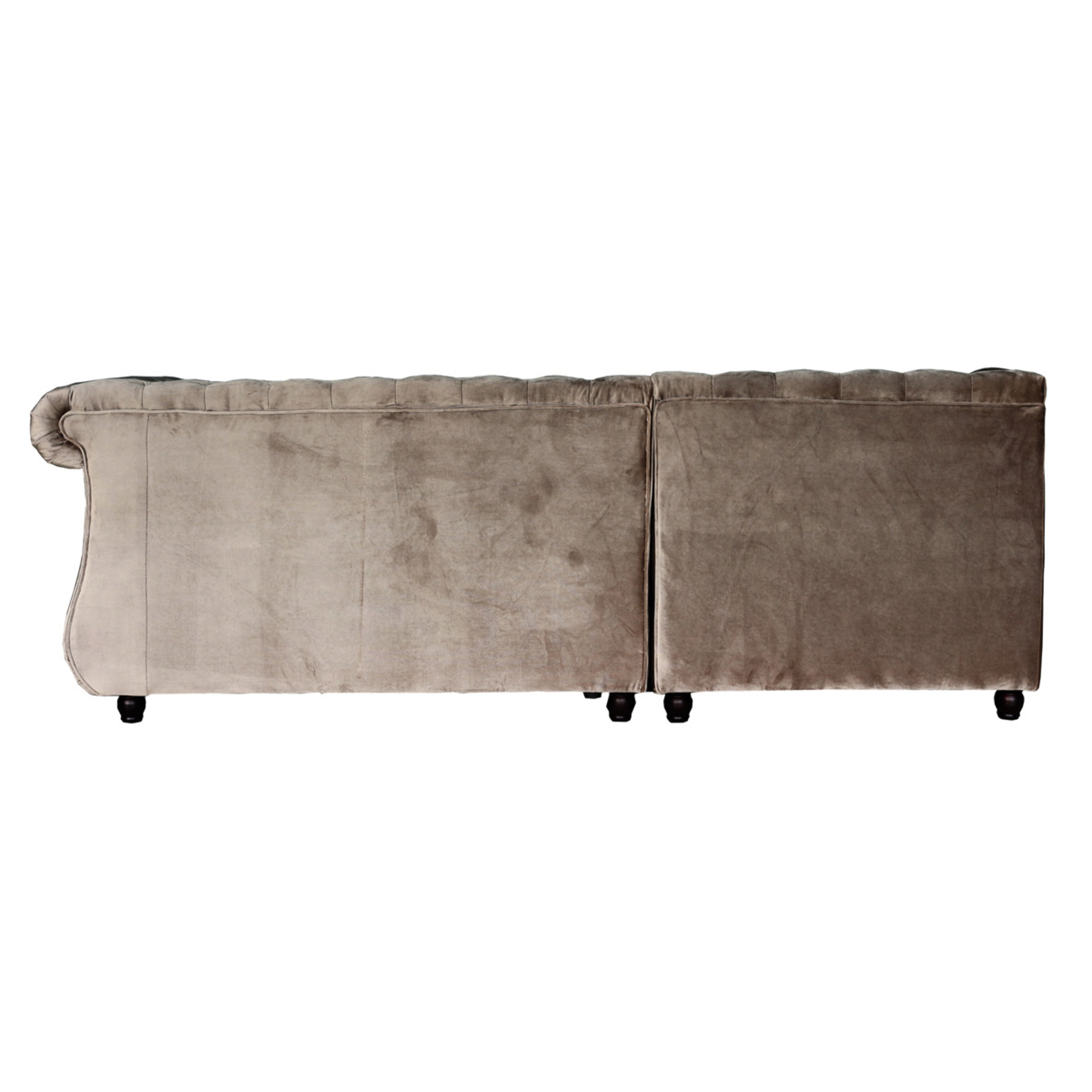 Canapé d'angle tissu chesterfield "Aliza" - 5 places - Taupe clair