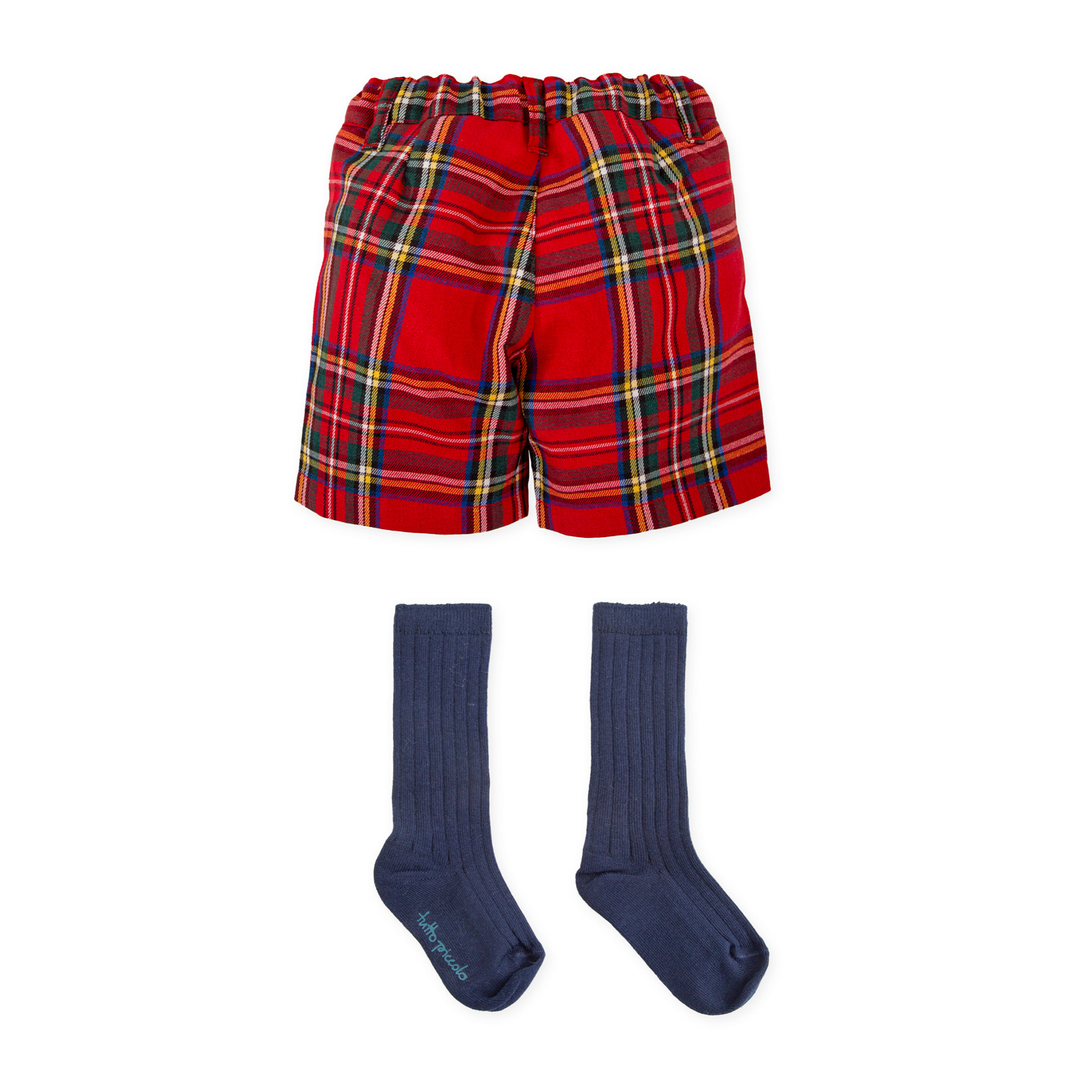 BERMUDA CUADROS ROJO Y CALCETINES - Rojo