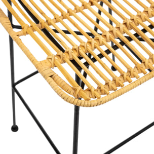 Chaise de bar "Kubu" métal et rotin