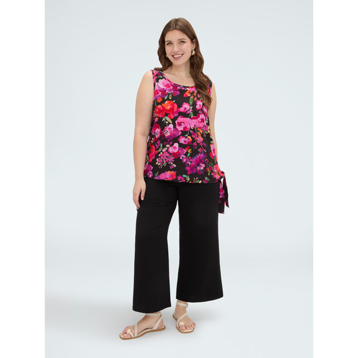 Fiorella Rubino - Pantaloni wide leg in viscosa - Nero