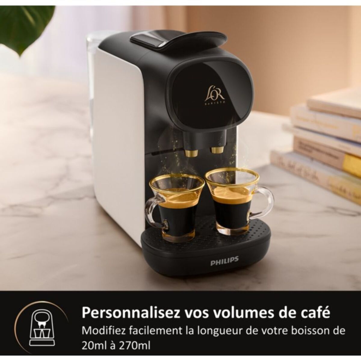 Cafetière à dosette PHILIPS LM9012/00 L'Or Barista Sublime Blanc Satin, 19 bars