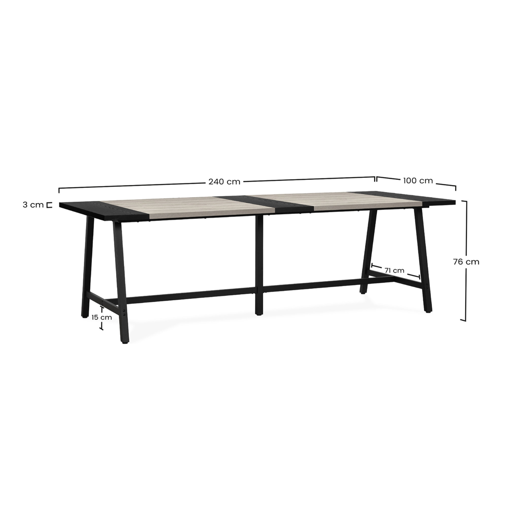 Mesa de comedor Caracas efecto Roble, 240 cm