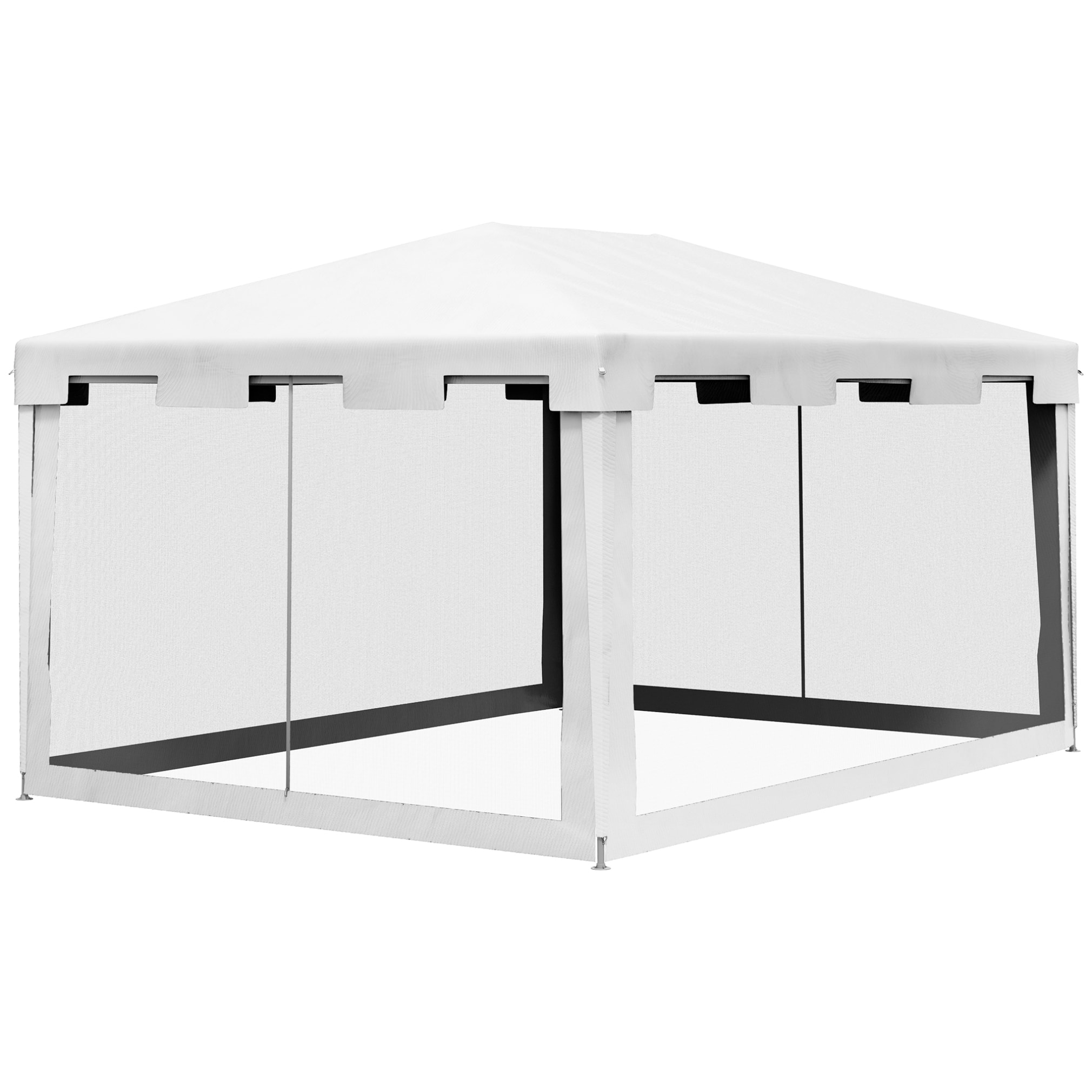 Tonnelle barnum 3 x 4 m 2 portes moustiquaire intégrale métal PE blanc
