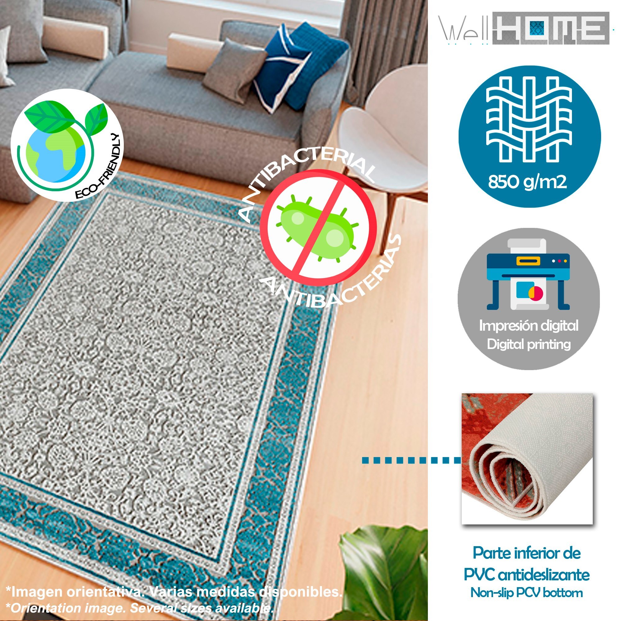 Alfombra de Poliester estampada 80 x 120cm