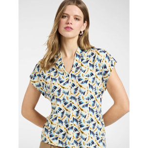 Elena Mirò - T-shirt stampata con scollo a V - Bianco