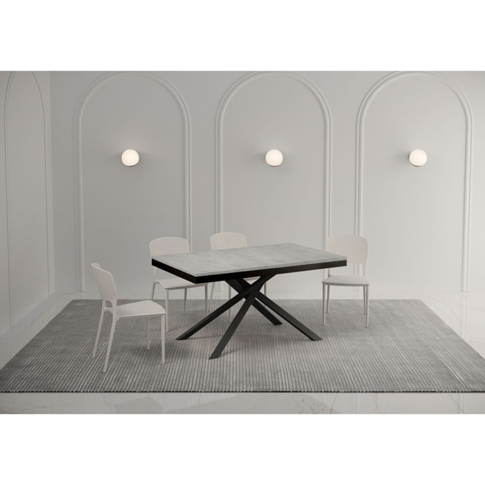 Mesa extensible 90x160/264 cm Karida Evolution cemento estructura antracita