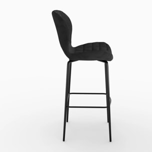 Lot de 2 chaises de bar en velours noir 75 cm - Mazzia