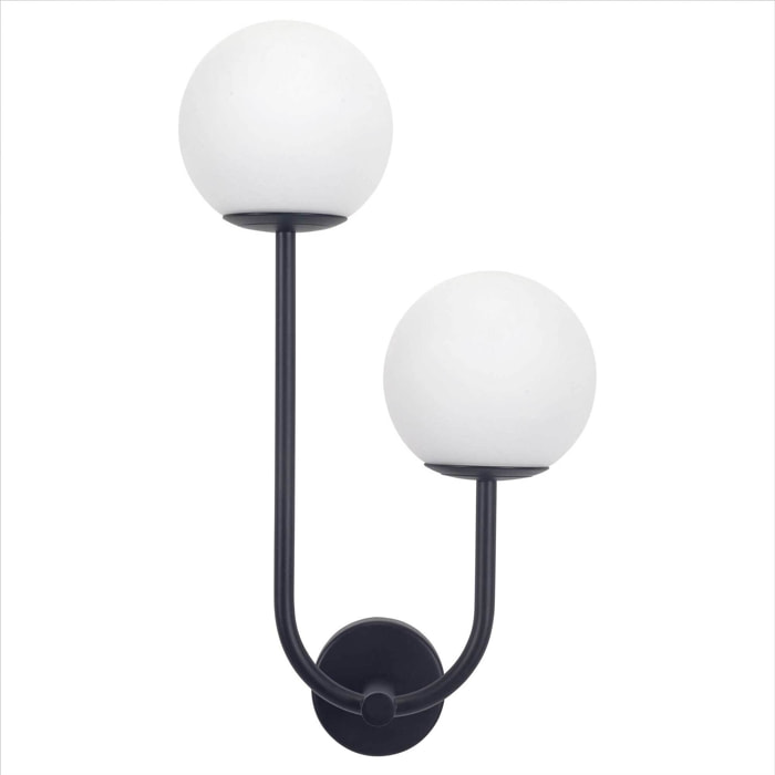FORLIGHT Sfera Lamapara aplique con forma ovalada  y 2 esferas en color negro para bombilla G9