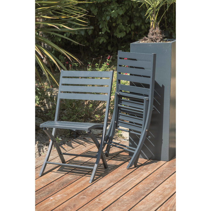 MARIUS - Ensemble repas de jardin 4 places en aluminium gris anthracite