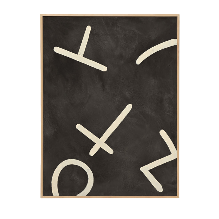 Tableau noir et blanc décoratif sur coton avec cadre en bois peint à la main à la peinture à l'huile en différentes tailles