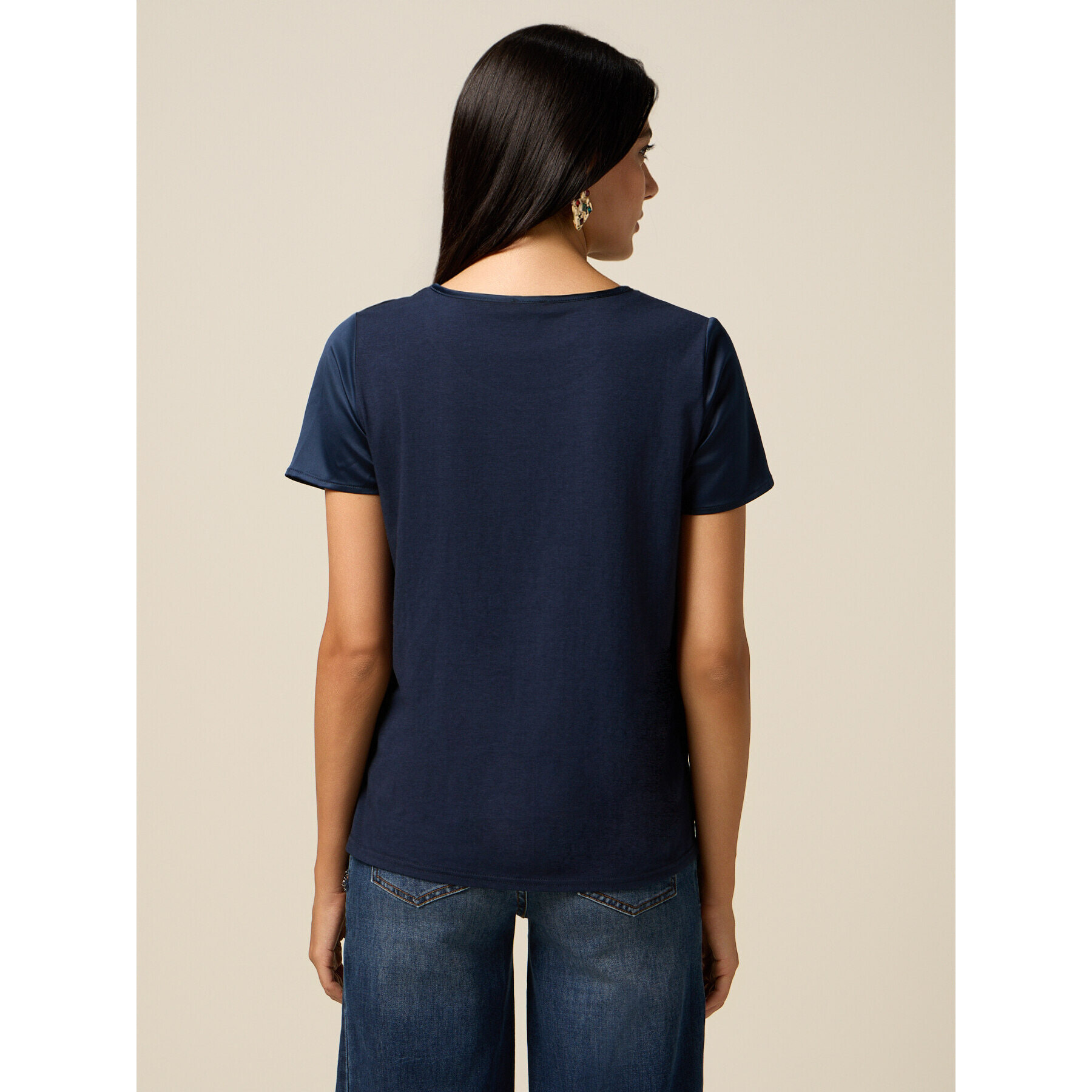Oltre - Camiseta bimaterial - Azul