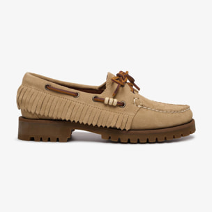 Sebago - Docksides Donna Beige - Ranger Suede Fringe Woman