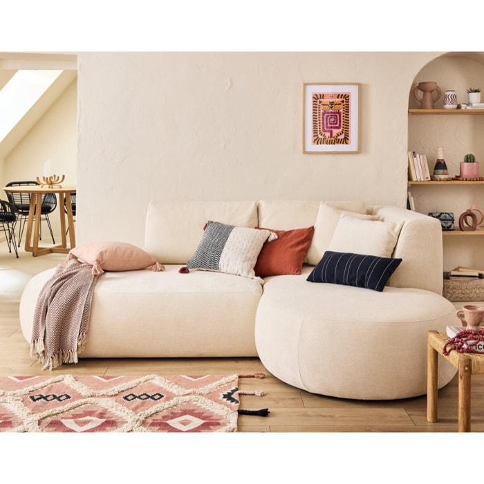 Santorini - module d'assise méridienne droit - en tissu texturé - Beige