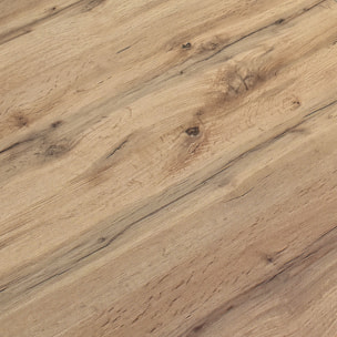 Tavolo VOLPAIA in legno, finitura rovere rustico e base in metallo verniciato bianco, allungabile 120x80 cm - 170x80 cm