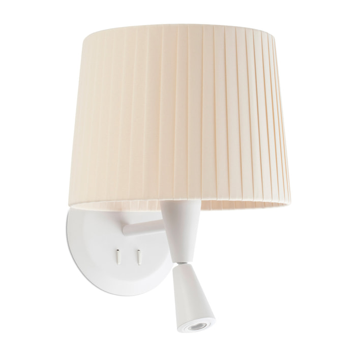 SAMBA Lampada da parete con lettore bianca/bordata beige