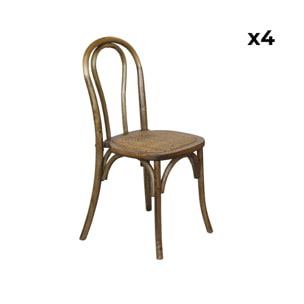 Chaise vintage bois et rotin (lot de 4) BASTILLE
