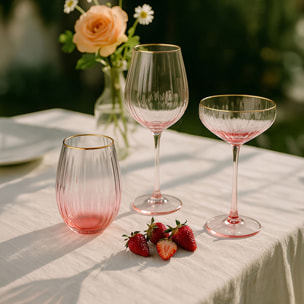 Lot de 4 verres à pied en verre 57,5cl rose GATSBY