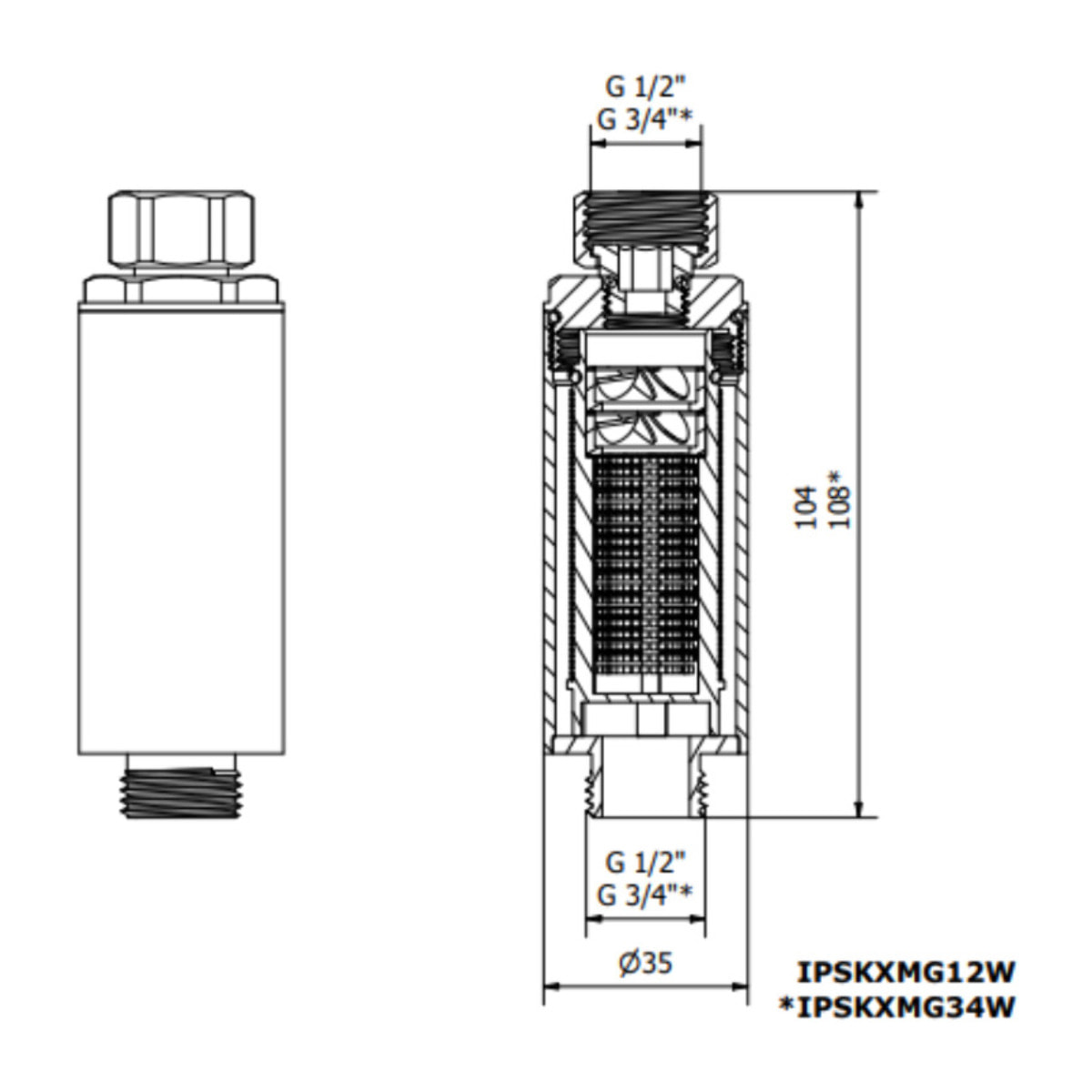 Adoucisseur d'eau Anticalcaire Antibacterien innovant IPS 100 Kalyxx MINI G 1/2" femelle (IPSKXMG12W)