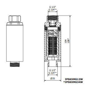 Adoucisseur d'eau Anticalcaire Antibacterien innovant IPS 100 Kalyxx MINI G 1/2" femelle (IPSKXMG12W)