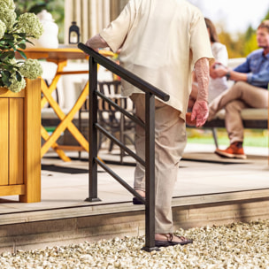 Barandilla de Escalera, 95 cm, Pasamanos para Escalera con Kit de Instalación, Ángulo Ajustable para 1-3 Escalones, para Porches, Madera y Concreto, para Exterior, Terraza, Patio, Negro