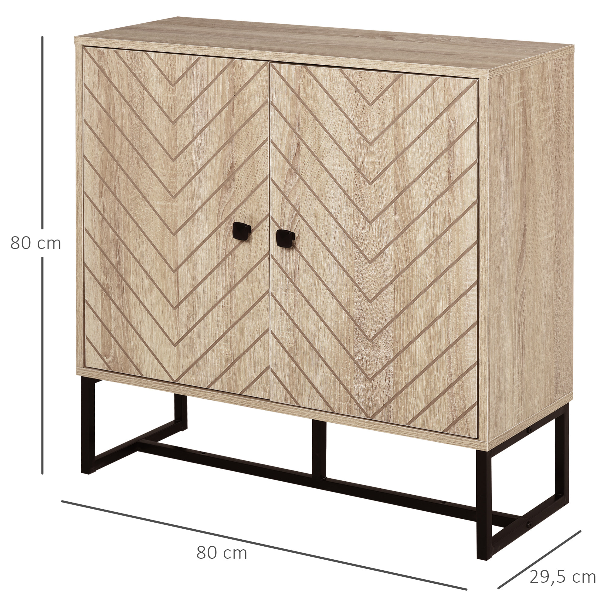 HOMCOM Buffet meuble de rangement 2 portes bois et pieds en métal noir dim. 80L x 29,5l x 80H cm