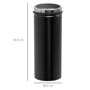 Poubelle automatique détecteur de mouvement 50L bac amovible acier inox. noir
