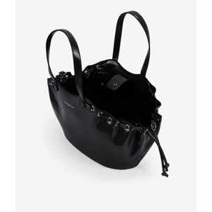 Bolso de mano negro con fruncido