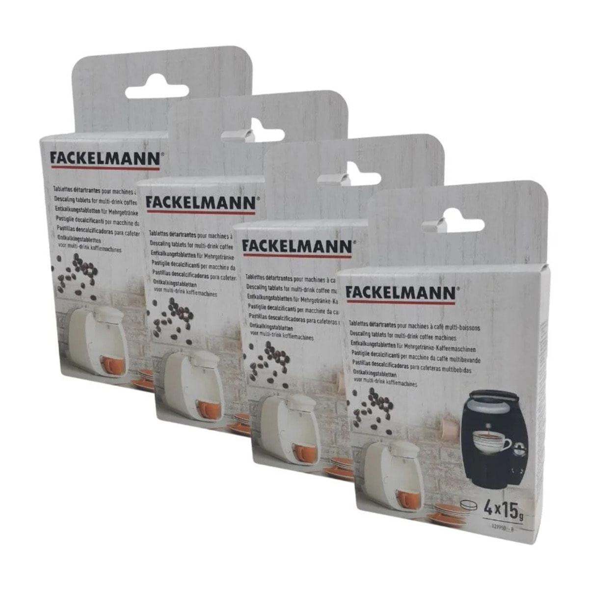 Ensemble de 4 Tablettes détartrantes pour machines à café multi-boissons Fackelmann Petit-déjeuner