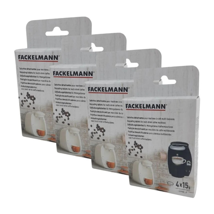 Ensemble de 4 Tablettes détartrantes pour machines à café multi-boissons Fackelmann Petit-déjeuner